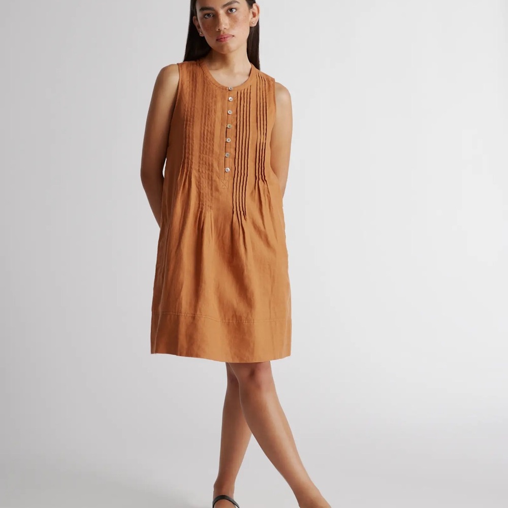 European Linen Sleeveless Swing Dress
